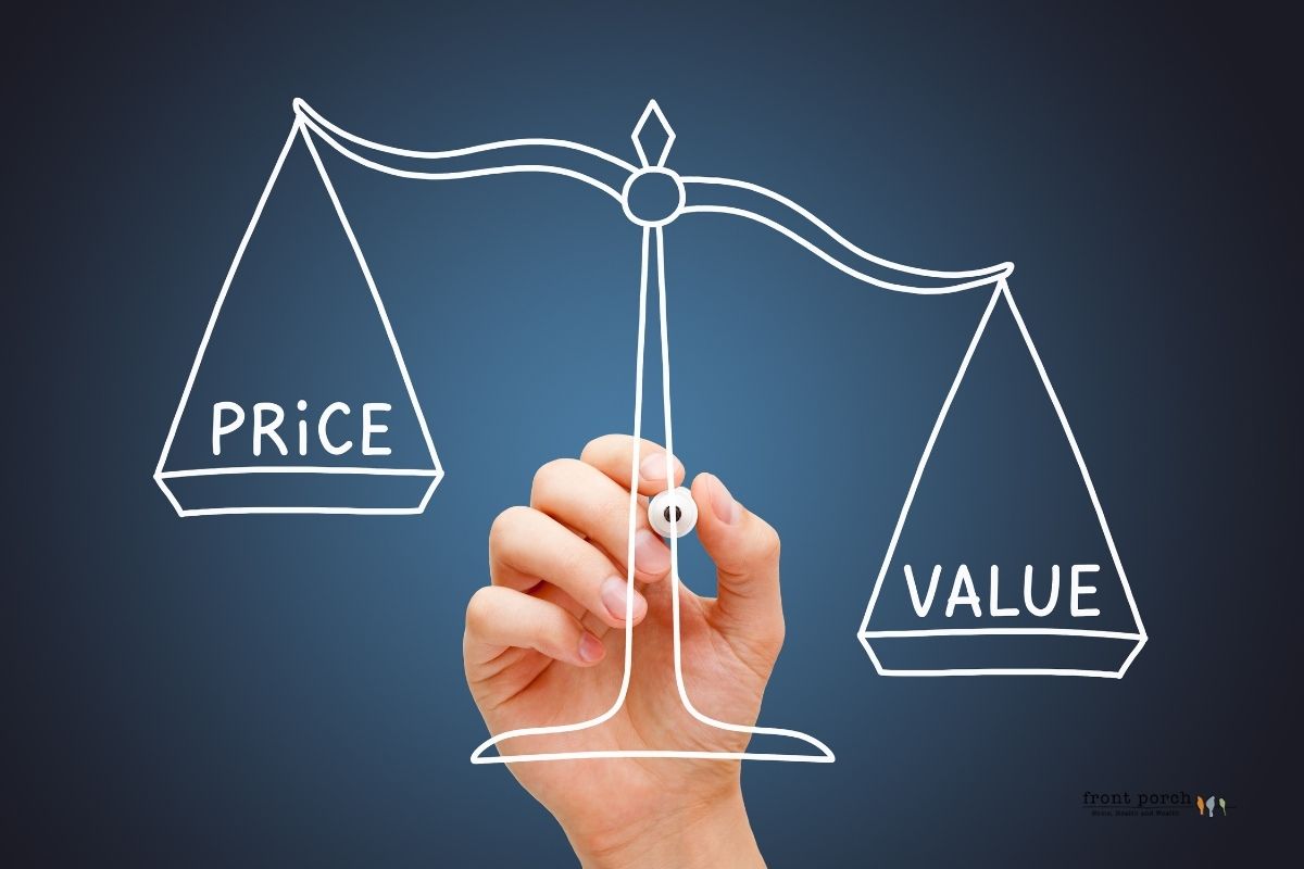 A scale showing value vs. price